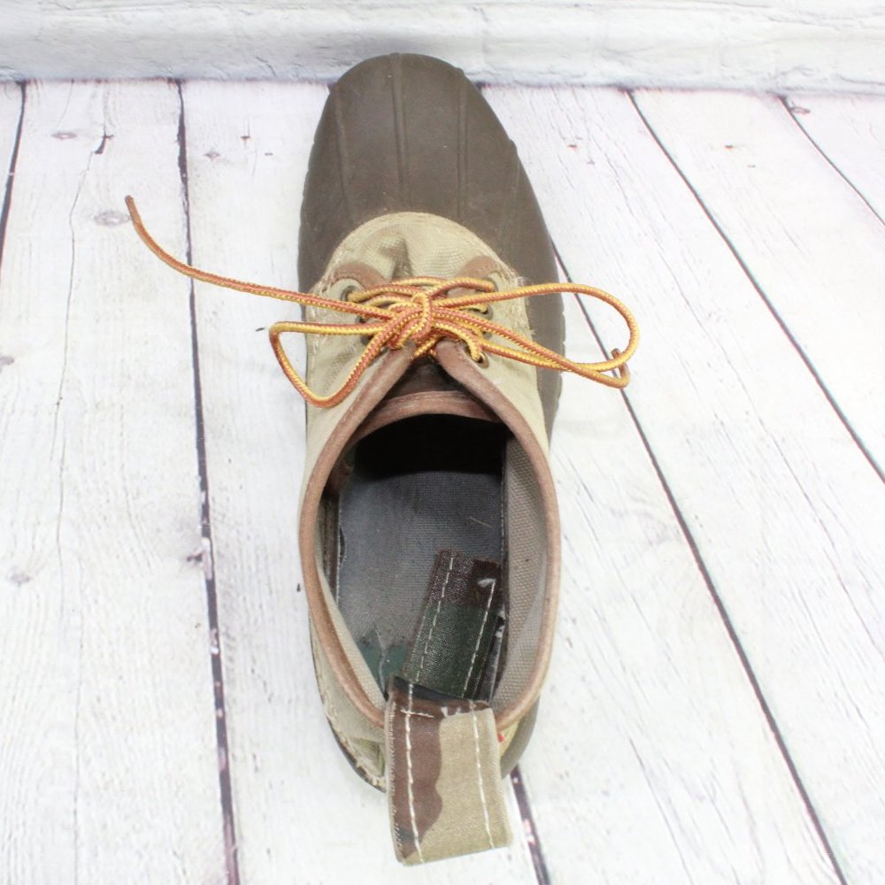 LL Bean Tan Brown Canvas Unlined Ankle Duck Boots Size 12 M - Picture 9 of 9